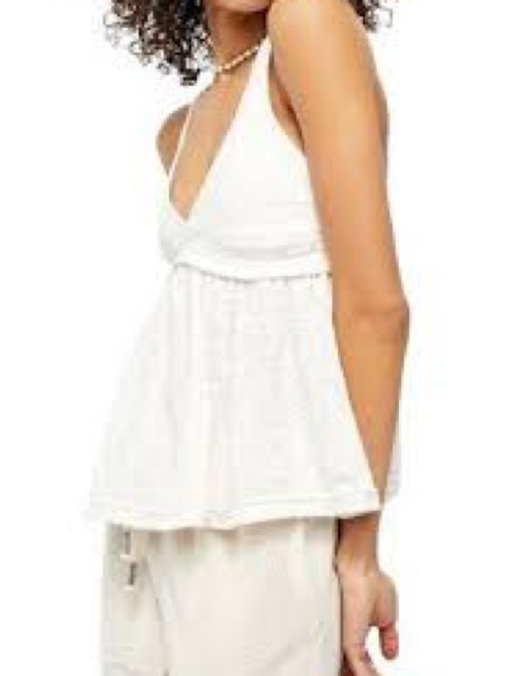 Free People Ivory Twist-Front Sleeveless Tank